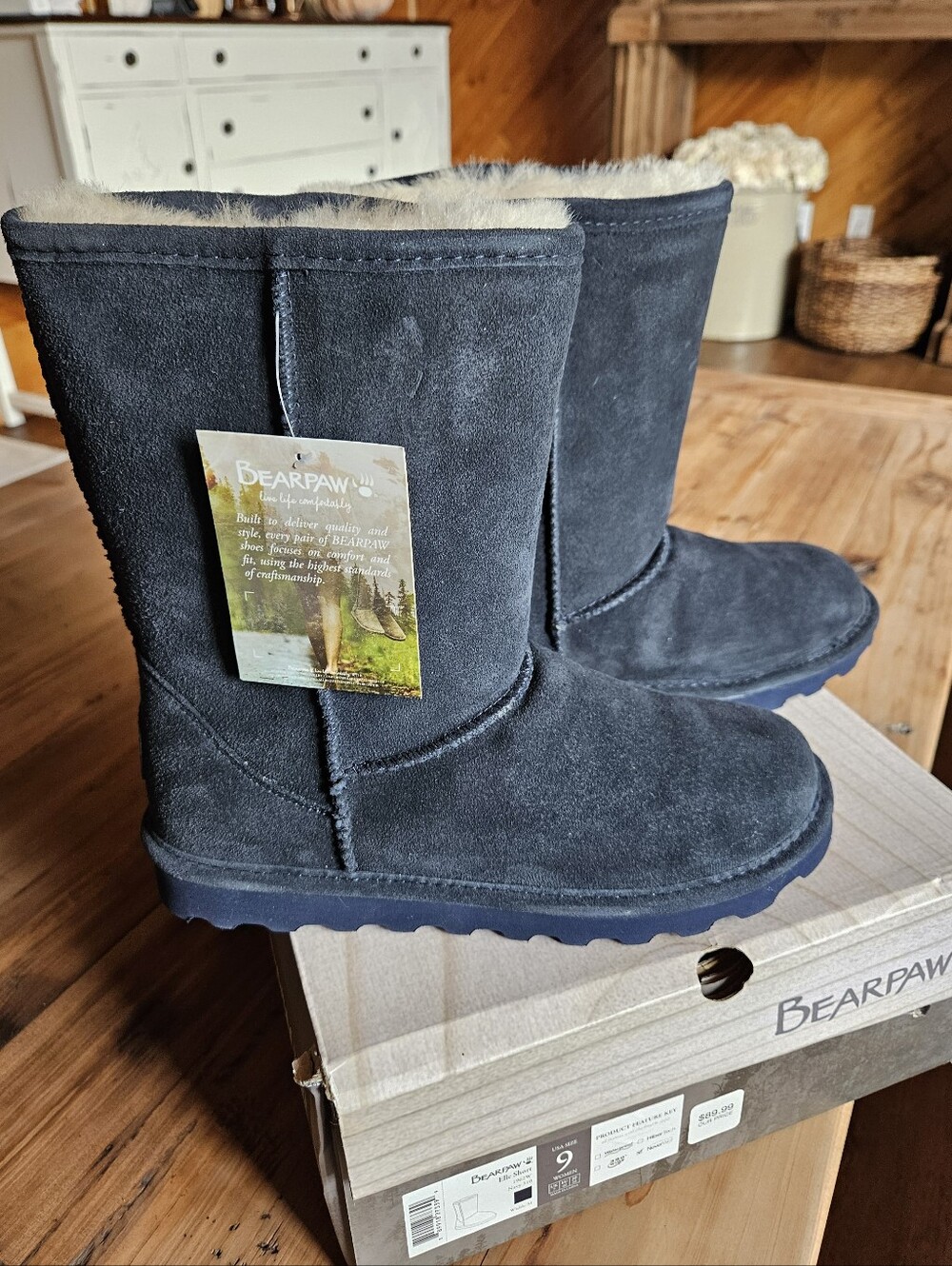 Bearpaw Womens Navy Size 9 Elle Short Waterproof Suede Boots